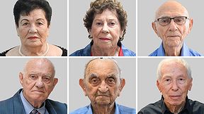 ששת משיאי המשואות ביום השואה 2026: סעדיה בהט (מימין למעלה), מרים בר לב, אילנה פלח, משה הררי (מימין למטה), אביגדור נוימן ומיכאל סידקו
