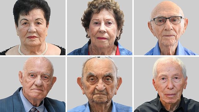 ששת משיאי המשואות ביום השואה 2026: סעדיה בהט (מימין למעלה), מרים בר לב, אילנה פלח, משה הררי (מימין למטה), אביגדור נוימן ומיכאל סידקו