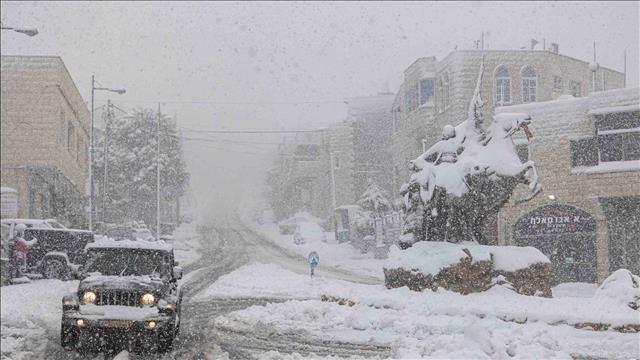 שלג בצפון רמת הגולן בשיא הסופרה ברברה 07.02.23