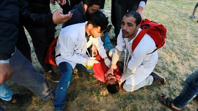 פצועים עזה עימותים בעזה הפגנות קרדיט: עבד רחים כתיב