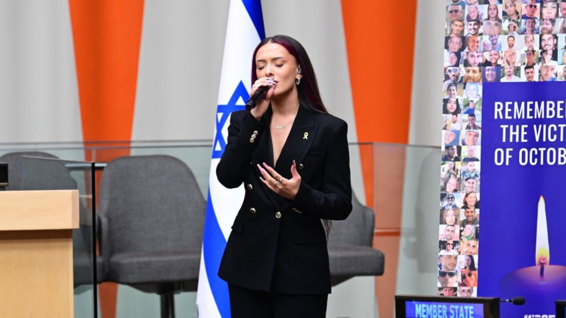 עדן גולן בטקס הזיכרון לטבח 7 באוקטובר באו"ם, הלילה