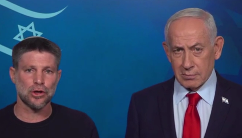 ראש הממשלה בנימין נתניהו ושר האוצר בצלאל סמוטריץ' בהצהרה משותפת