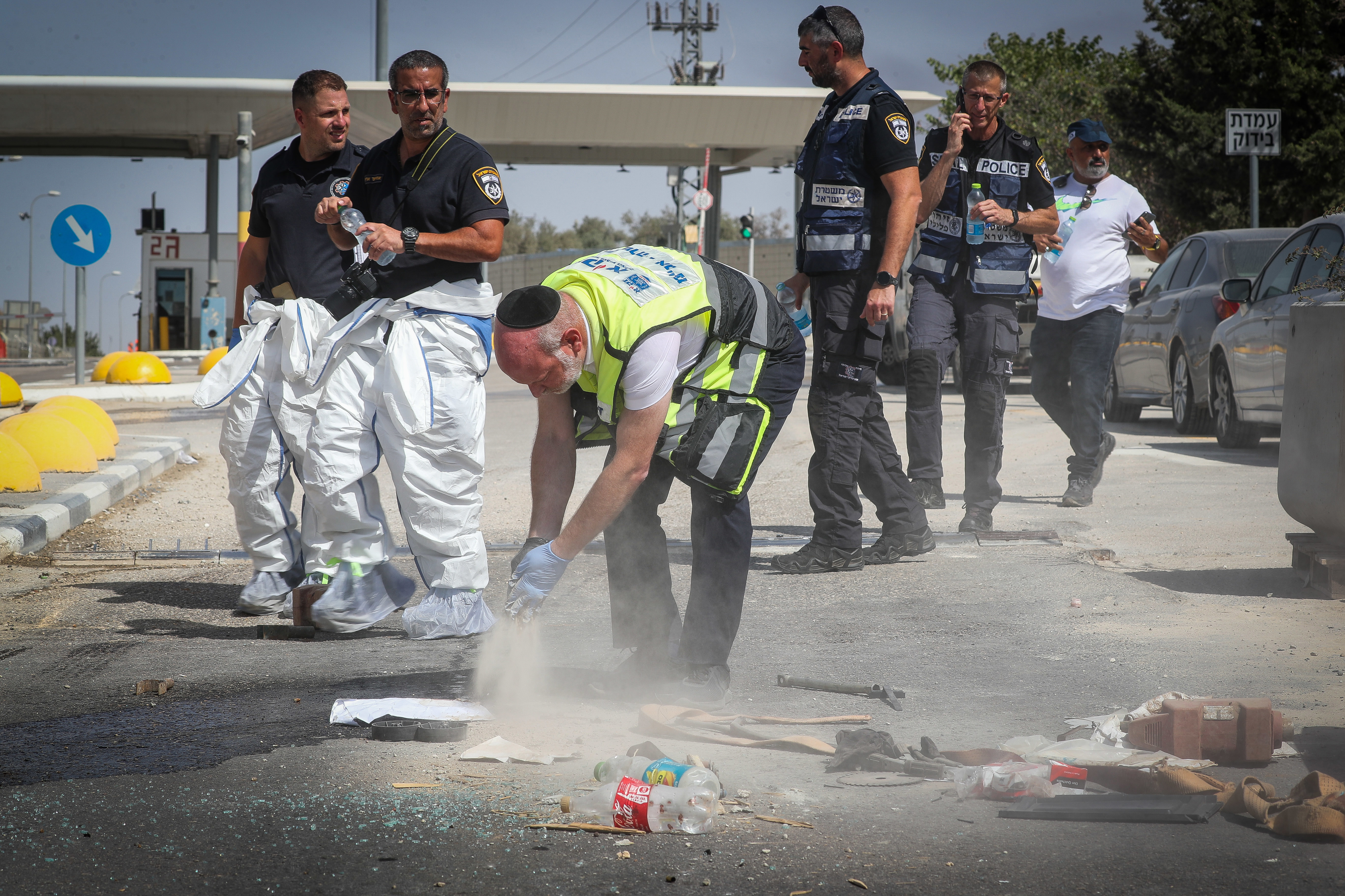 זירת הפיגוע במחסום מכבים 31.08.23