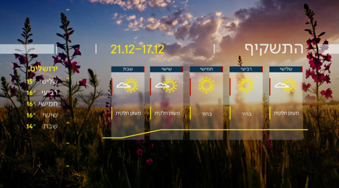 התחזית 16.12.24 | ללא שינוי ניכר במזג האוויר - גשם במישור החוף