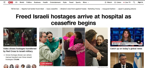 דף הבית של רשת CNN