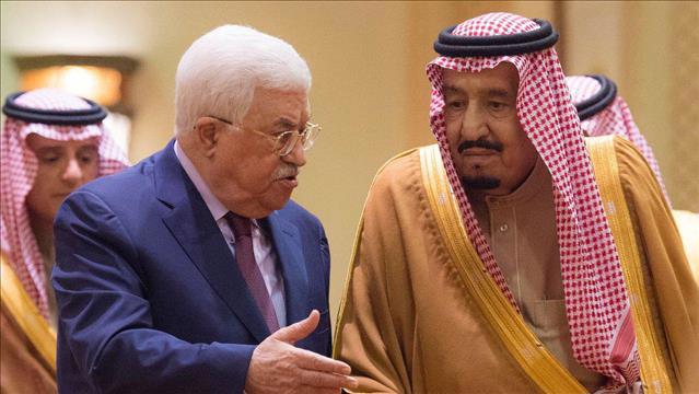 יו"ר הרשות הפלסטינית אבו מאזן ומלך סעודיה סלמאן