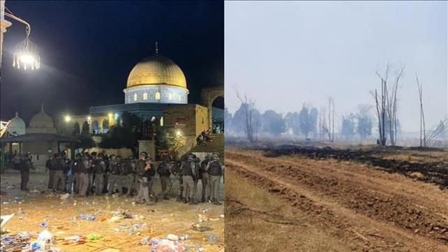 מהומות בהר הבית, שריפה בעוטף עזה