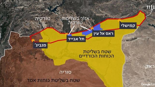 מפת הלחימה בצפון סוריה