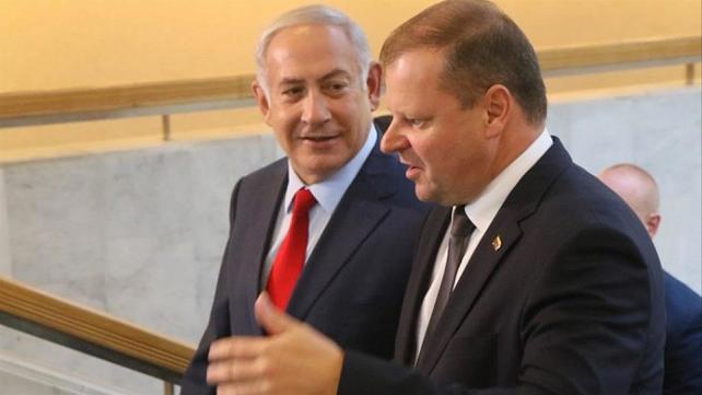 סאוליוס סקוורניאליס עם בנימין נתניהו 