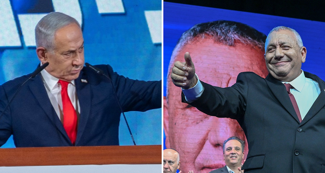 גדי איזנקוט ובנימין נתניהו בליל הבחירות 