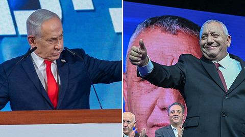 גדי איזנקוט ובנימין נתניהו בליל הבחירות 