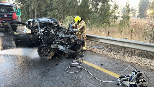 כלי הרכב בו נהרגו זוג האזרחים ברמת הגולן