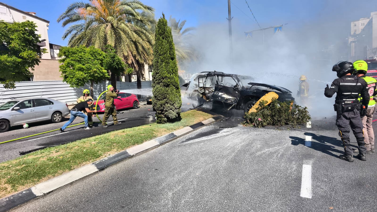 הרכב שהתפוצץ היום בקריית חיים