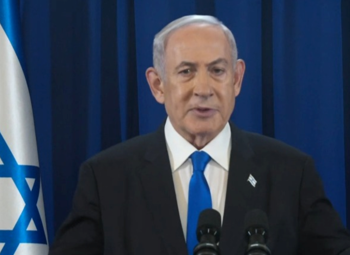 ראש הממשלה בנימין נתניהו בהצהרה לתקשורת, יולי 2024